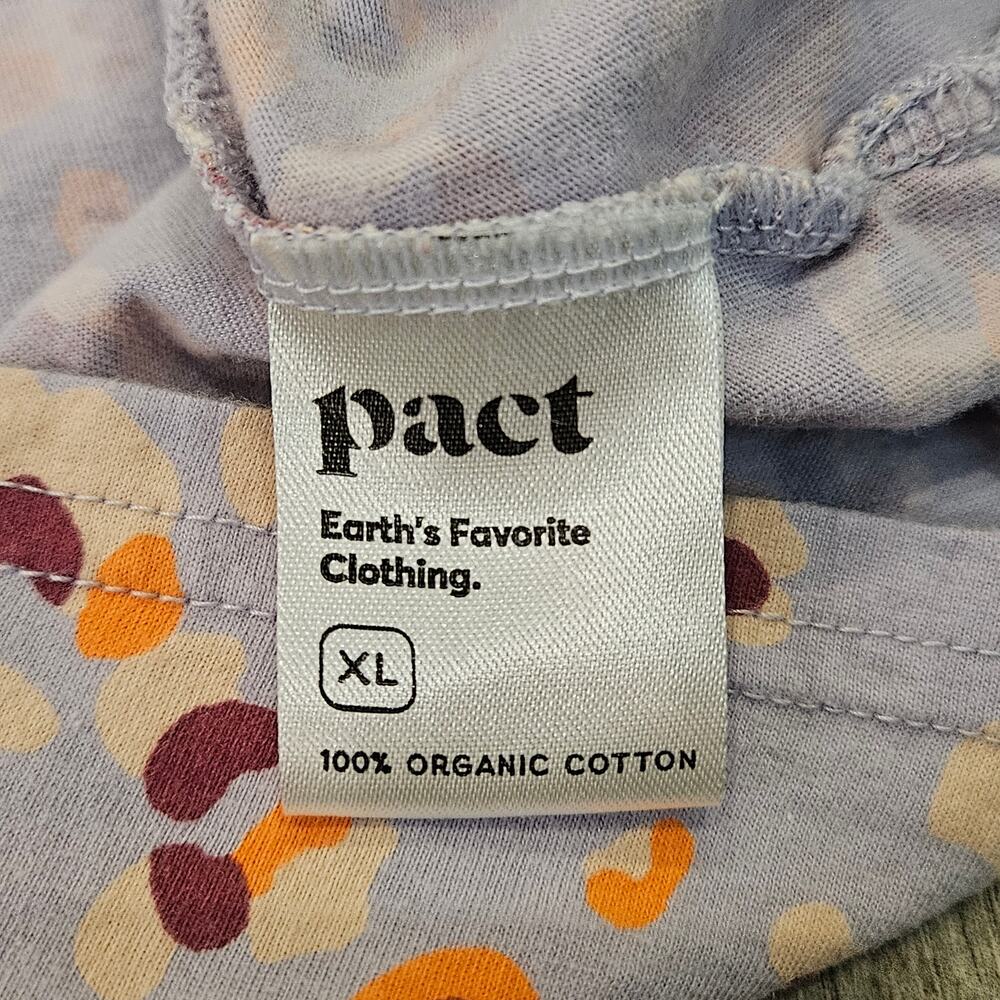 Pact Organic Cotton Slip‎ Dress Womens XL Purple Orange Print Cross Back Casual - Picture 9 of 10